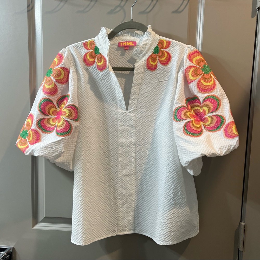THML White Puff Sleeve Shirt